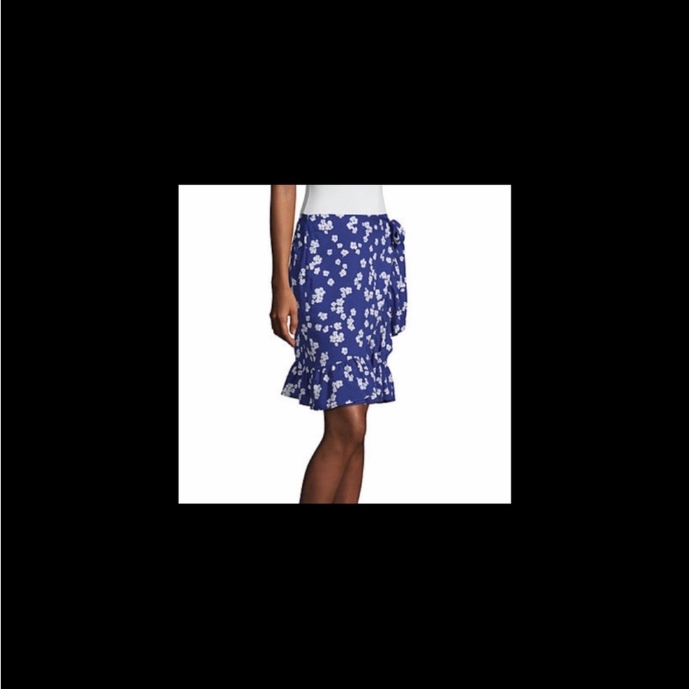 Mixit Blue Floral Tie-Front Ruffle Mini Skirt